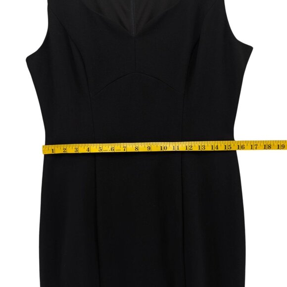 WHBM Sheath Cocktail Dress Solid Black Ponte Sleeveless Knee Length Size 8 - Picture 10 of 11